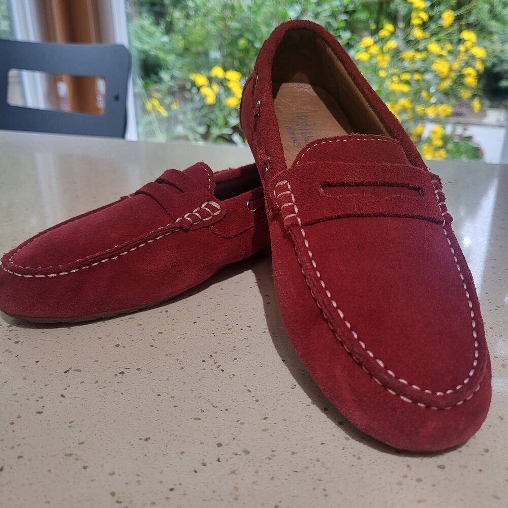 Red Suede Loafers Ladies 8 Flats